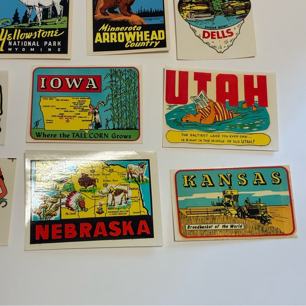 Vintage 50s Travel Souvenir Stickers Collection